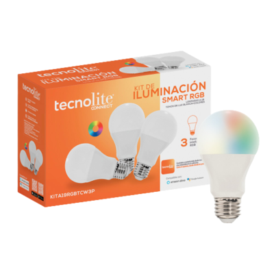 Kit de 3 focos LED Smart – 8W – A19/E27 – RGB